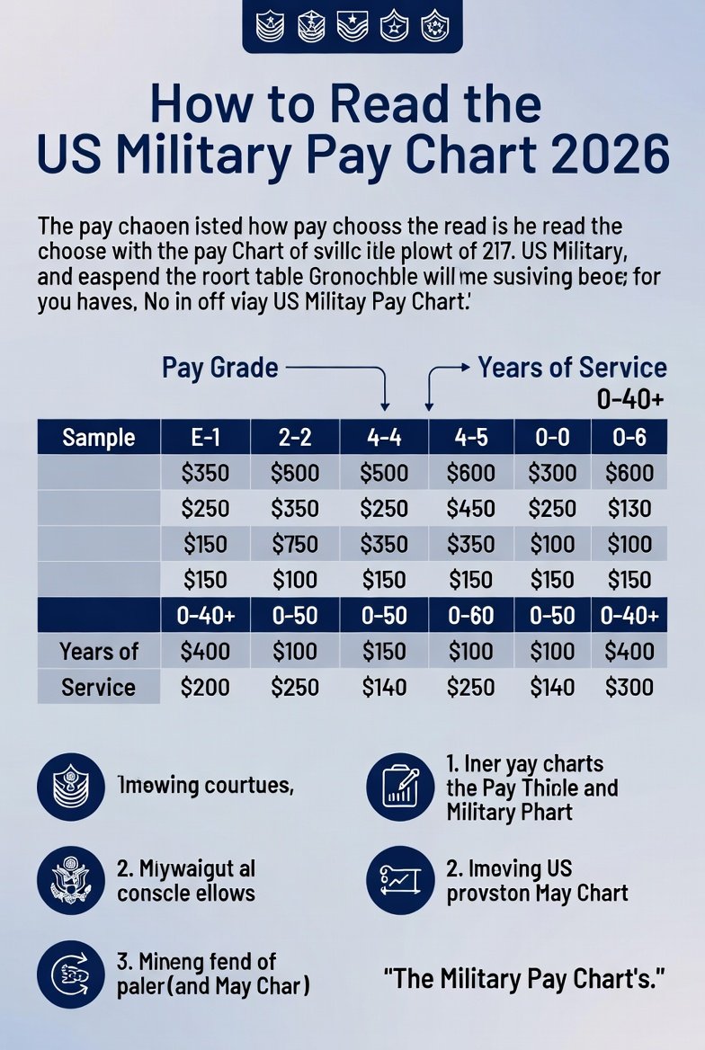 The US Military Pay Chart 2026 is organized by Pay Grade (E-1 to E-9, W-1 to W-5, O-1 to O-10) and Years of Service. The longer you serve, the more you earn in the same rank. That’s why time in service matters just as much as promotion.